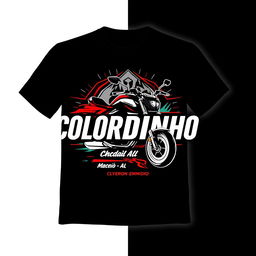 Create a T-shirt design for a motorcycle group called **Coloridinhos**, based in **Maceió-AL**