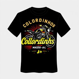 Create a T-shirt design for a motorcycle group called **Coloridinhos**, based in **Maceió-AL**