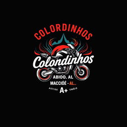 Create a T-shirt design for a motorcycle group called **Coloridinhos**, based in **Maceió-AL**