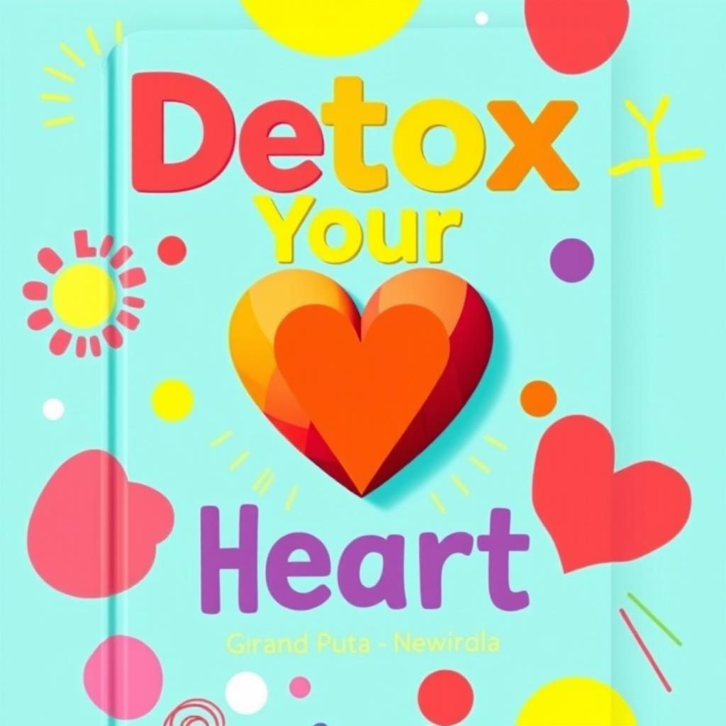 A vibrant and cheerful book cover showcasing a large, multicoloured heart prominently placed in the center
