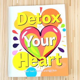 A vibrant and cheerful book cover showcasing a large, multicoloured heart prominently placed in the center