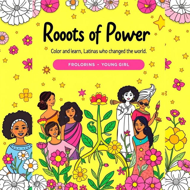 A vibrant and engaging coloring book cover designed for young girls, measuring 8