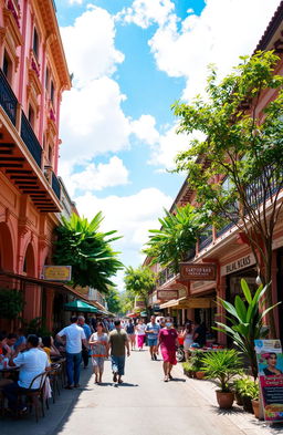 A bustling street scene in Braga, Bandung, Indonesia during the day