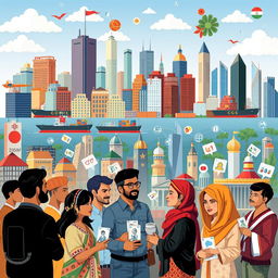 A visually compelling illustration representing the multifaceted effects of globalization