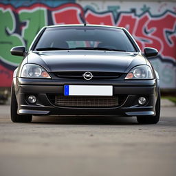 A 2003 Opel Corsa modified with the front bumper from a 2012 Opel Corsa, showcasing the sleek transition between the classic and modern design elements