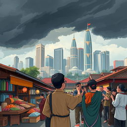 An illustration showcasing the negative effects of globalization on local cultures and economies