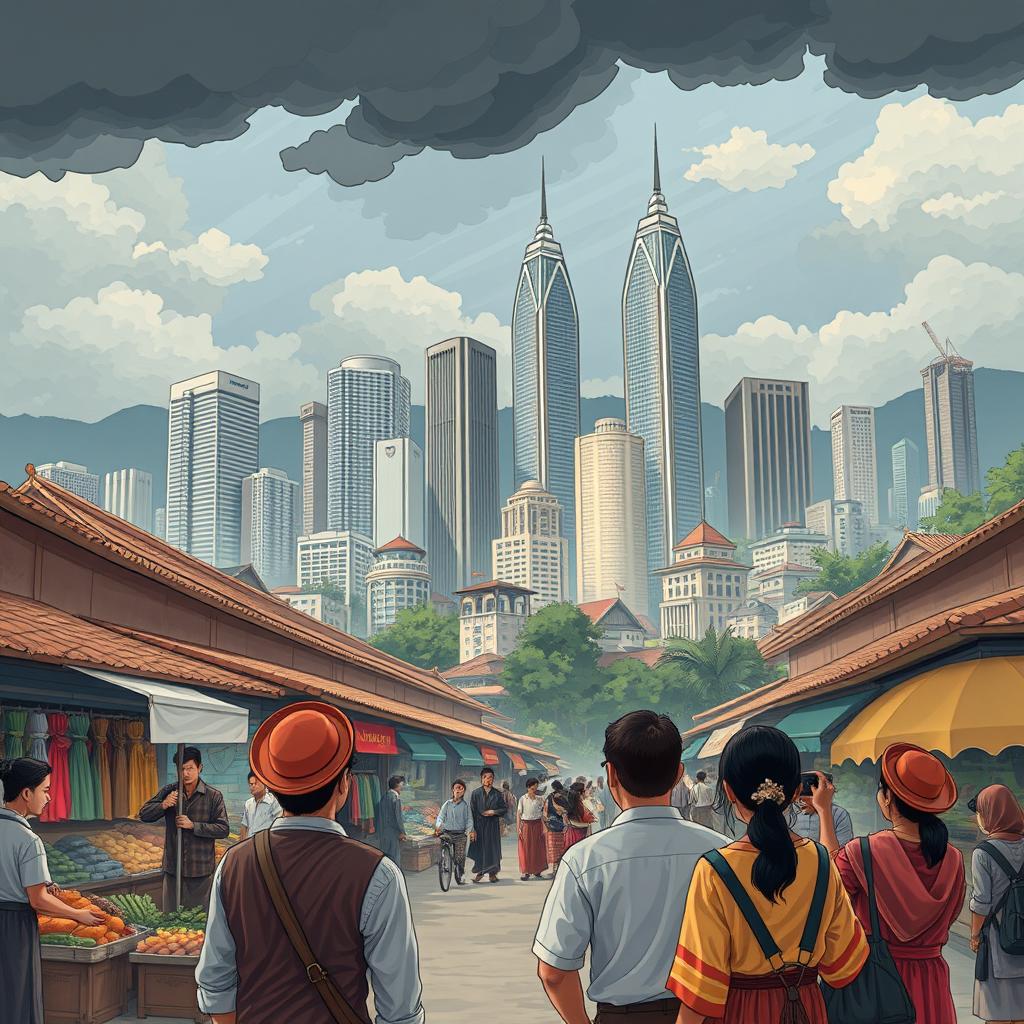 An illustration showcasing the negative effects of globalization on local cultures and economies