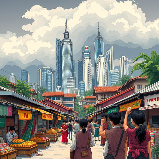 An illustration showcasing the negative effects of globalization on local cultures and economies