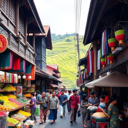 A vibrant street scene in Indonesia, showcasing the rich and diverse culture