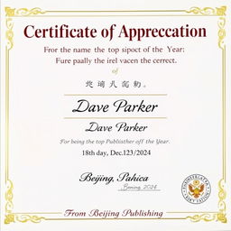 A beautifully designed certificate of appreciation featuring elegant borders and a prestigious layout