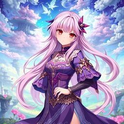 A Genshin Impact style light novel cover featuring a female character with long, flowing pink hair and striking crimson eyes