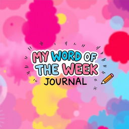 A vibrant and playful journal cover design featuring a colorful background with a blend of purple, pink, yellow, red, and blue colors