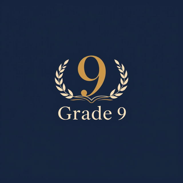 A formal and elegant logo design for a Grade 9 class, featuring a sophisticated representation of the number '9' in classic serif font