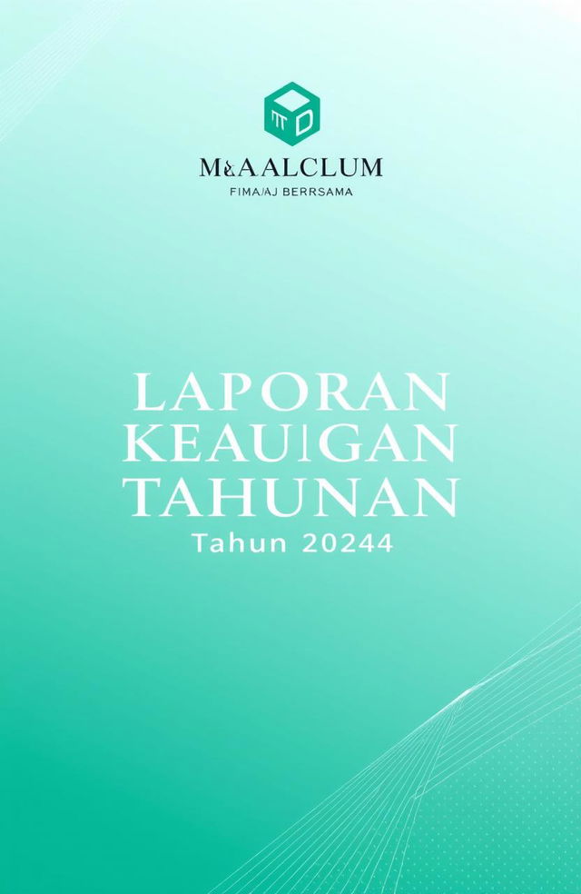 A professional and visually appealing cover design for an Annual Financial Report titled 'Laporan Keuangan Tahunan PT