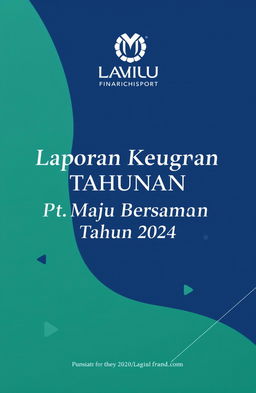 A professional and visually appealing cover design for an Annual Financial Report titled 'Laporan Keuangan Tahunan PT
