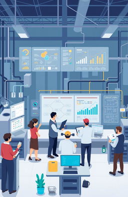 An engaging and modern illustration representing production and operations management