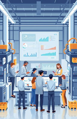 An engaging and modern illustration representing production and operations management