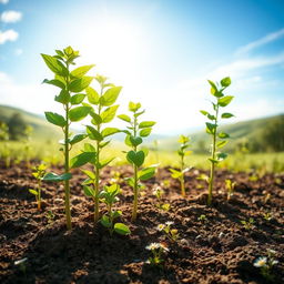 A vibrant and lush scene depicting saplings representing growth