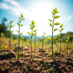 A vibrant and lush scene depicting saplings representing growth