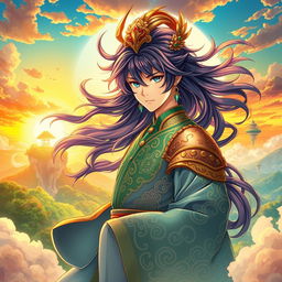 A stunning light novel cover featuring a character inspired by Wukong in the vibrant, anime-inspired art style of Genshin Impact