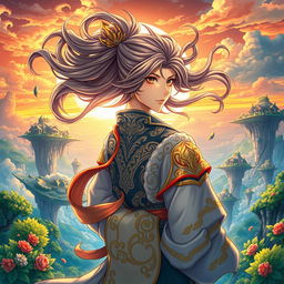 A stunning light novel cover featuring a character inspired by Wukong in the vibrant, anime-inspired art style of Genshin Impact