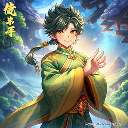 A captivating light novel cover featuring a character inspired by Wukong, designed in the vibrant art style of Genshin Impact