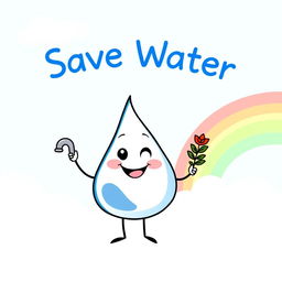 A simple and clear drawing promoting the message "Save Water"