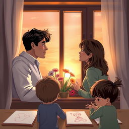 A heartfelt image depicting a family separated by distance