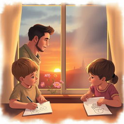 A heartfelt image depicting a family separated by distance