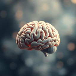 A super sophisticated and highly detailed brain centered in the image, showcasing its intricate structures and textures