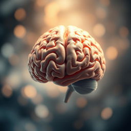 A super sophisticated and highly detailed brain centered in the image, showcasing its intricate structures and textures