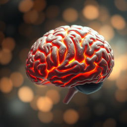 A super sophisticated and highly detailed brain centered in the image, showcasing its intricate structures and textures