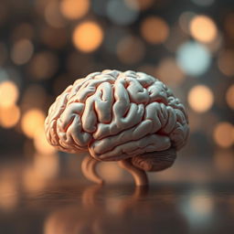 A super sophisticated and highly detailed brain placed in the center of the image, showcasing its intricate structures and textures
