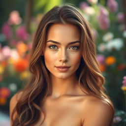 A serene and captivating portrait of a beautiful individual, characterized by a calm and composed expression