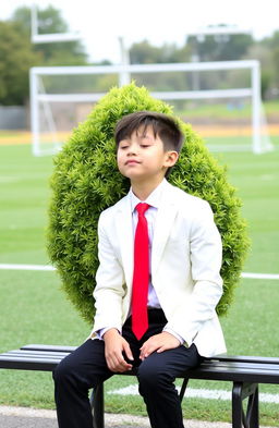 A serene football field scene featuring a goalpost in the background