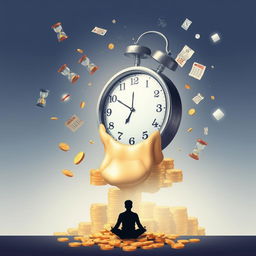 A conceptual artwork that visually represents the phrase 'Time is not money'