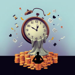 A conceptual artwork that visually represents the phrase 'Time is not money'