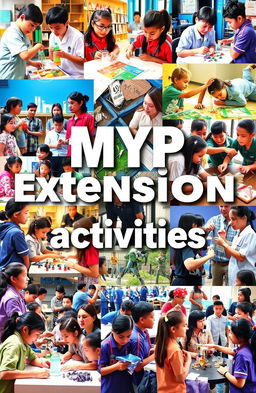 A vibrant and dynamic collage of various MYP (Middle Years Programme) extension activities, showcasing students engaged in a variety of hands-on learning experiences