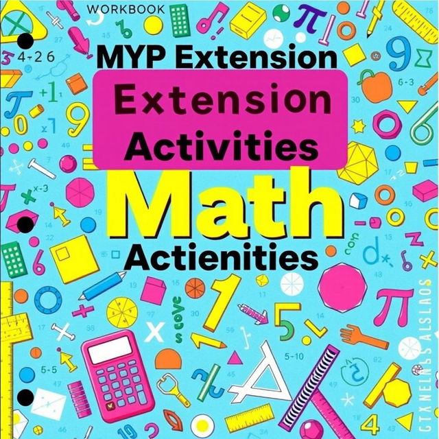 A detailed math workbook cover for MYP (Middle Years Programme) extension activities