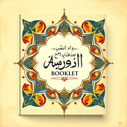 A beautifully designed Arabic booklet cover featuring traditional Arabic patterns and calligraphy