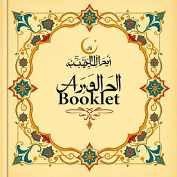 A beautifully designed Arabic booklet cover featuring traditional Arabic patterns and calligraphy
