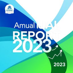 An eye-catching and professional annual report cover featuring a bold title that reads "Annual Report 2023" in modern typography
