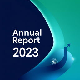 An eye-catching and professional annual report cover featuring a bold title that reads "Annual Report 2023" in modern typography