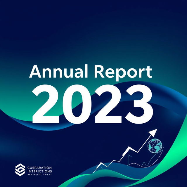 An eye-catching and professional annual report cover featuring a bold title that reads "Annual Report 2023" in modern typography