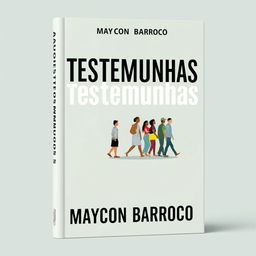 A modern minimalist book cover design for 'Testemunhas' by Maycon Barroco