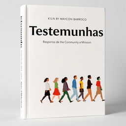 A modern minimalist book cover design for 'Testemunhas' by Maycon Barroco