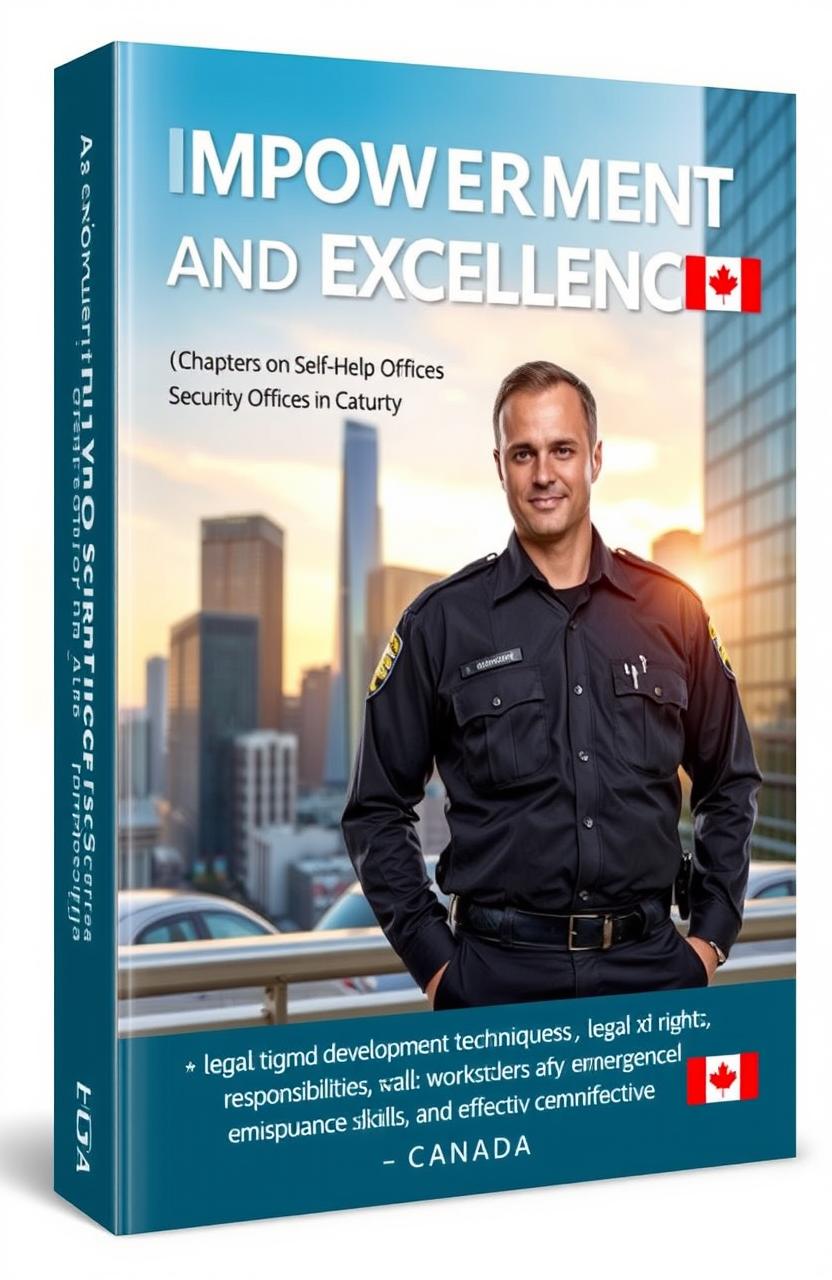 A comprehensive guidebook designed for security officers in Canada, featuring chapters on professional development, conflict de-escalation techniques, legal rights and responsibilities, workplace safety, emergency response procedures, and effective communication skills