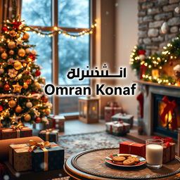 A festive Christmas scene featuring the logo of Omran Konaf prominently displayed