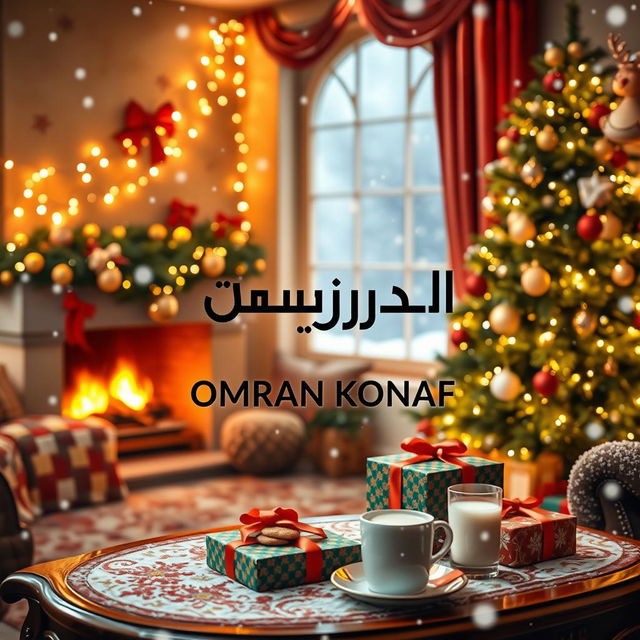 A festive Christmas scene featuring the logo of Omran Konaf prominently displayed