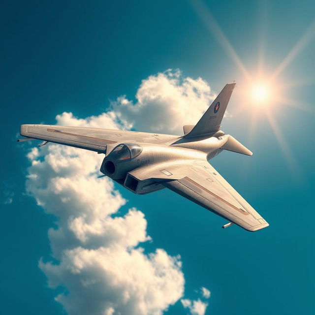 A highly detailed and realistic fighter jet flying at high speed through a clear blue sky, showcasing its sleek design and powerful presence